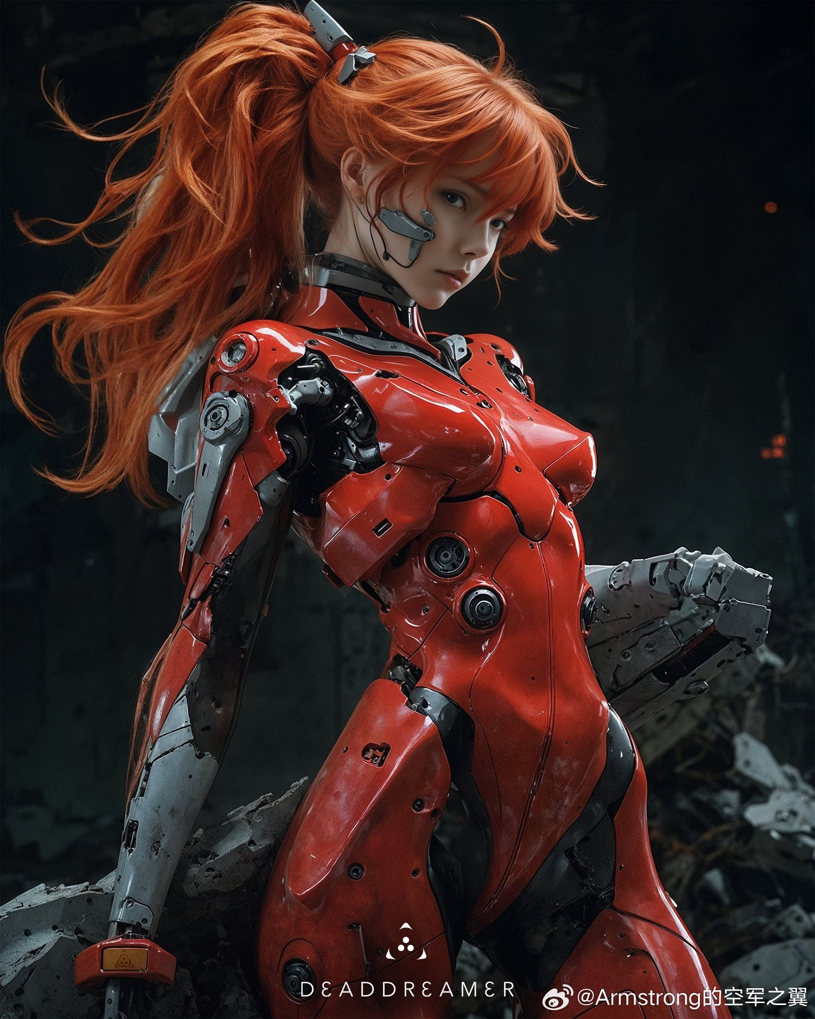 MJ AI：机械明日香，作者Deaddreamer