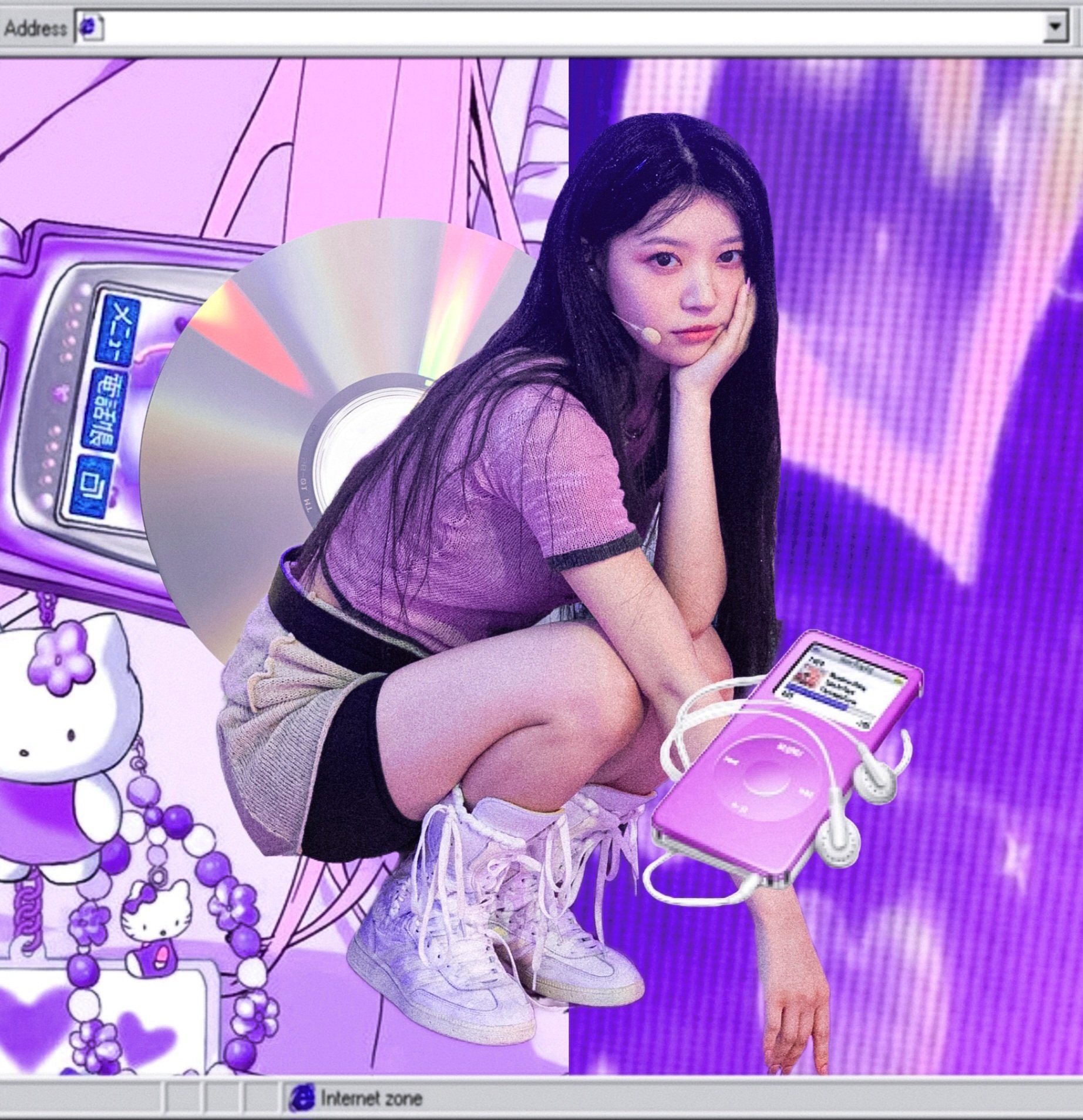 带着粉红色的iPod的女孩。