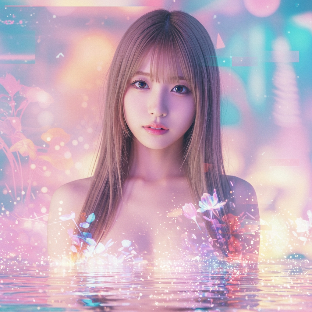 长头发和粉红色背景的女人。