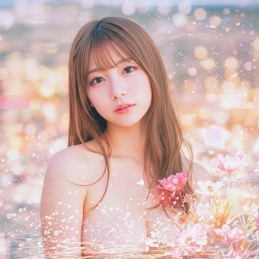 长头发和粉红色背景的女人。