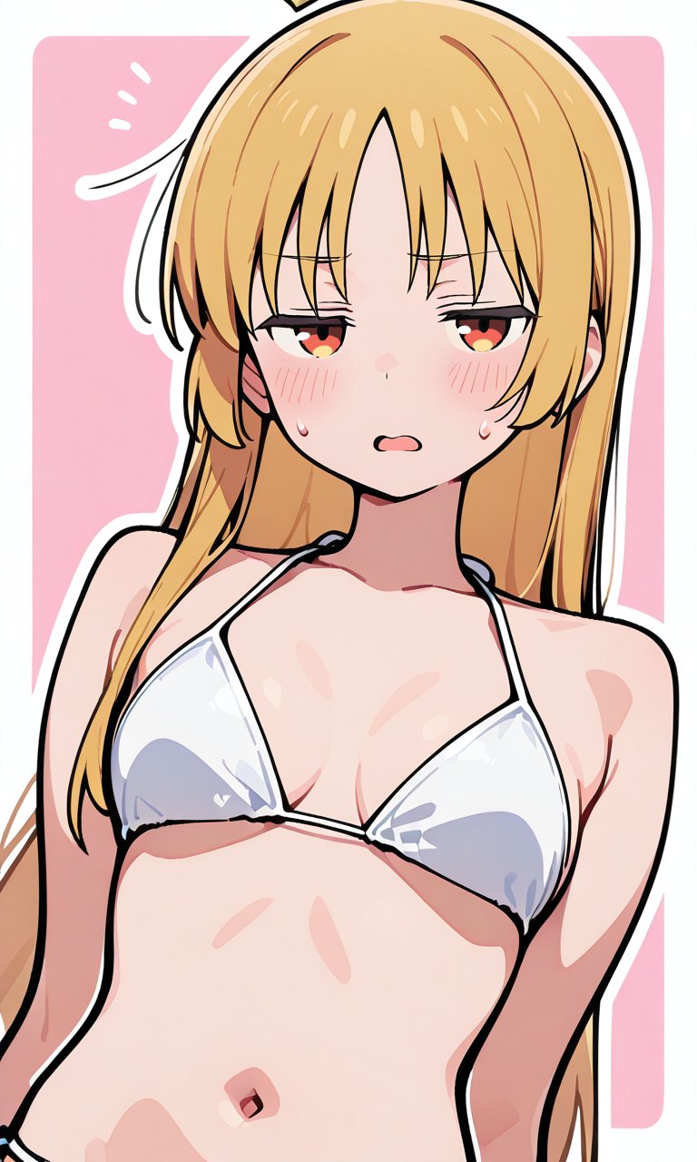 穿着黑色项链的白色比基尼顶部的女人。