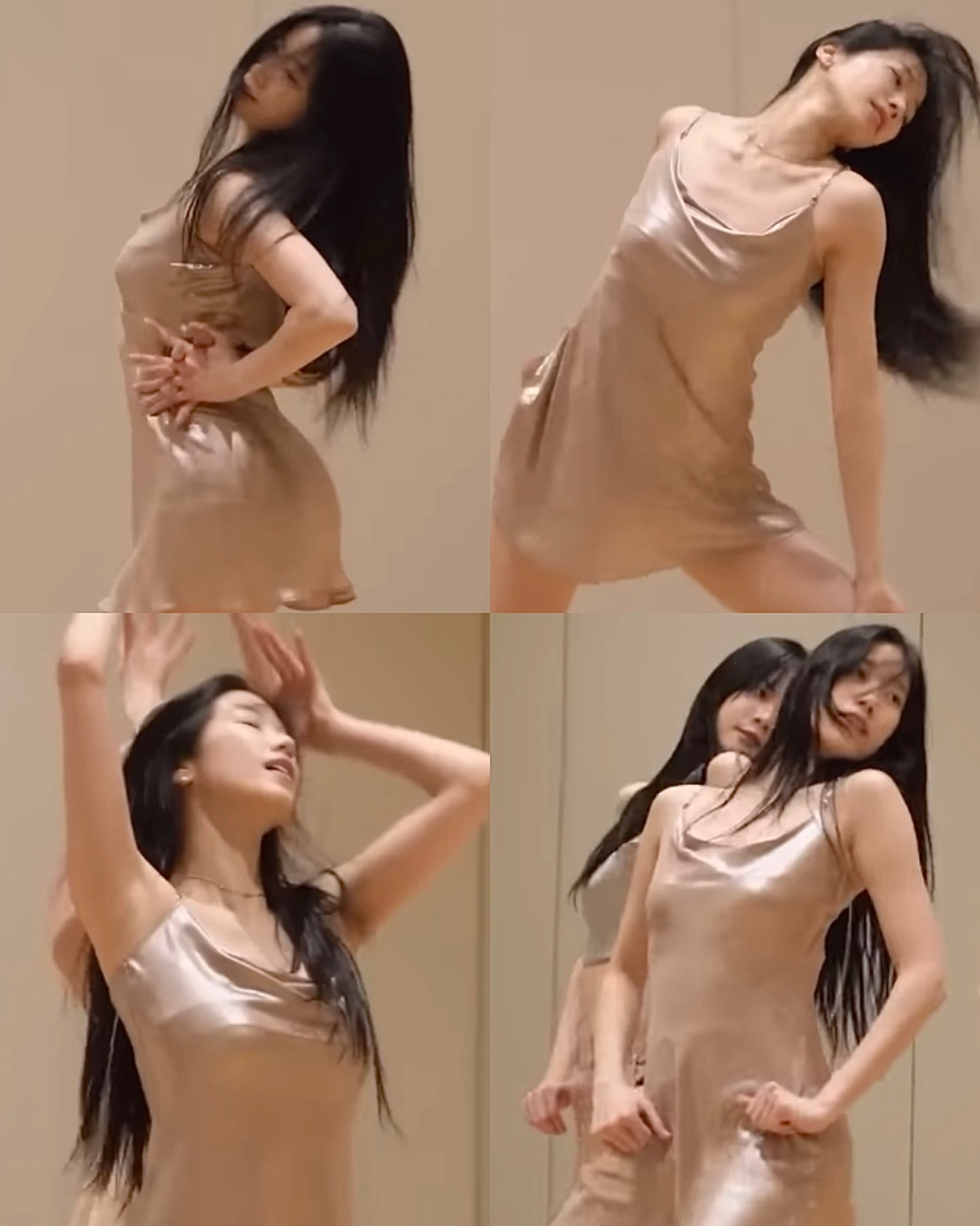 穿着黄金裙子的女人正在跳舞。