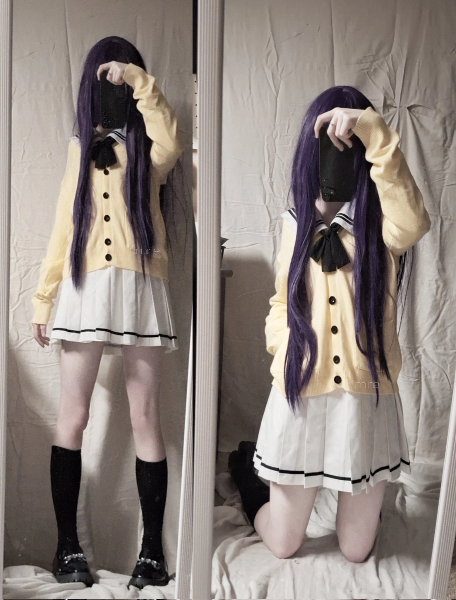 女人用手机拍自拍。