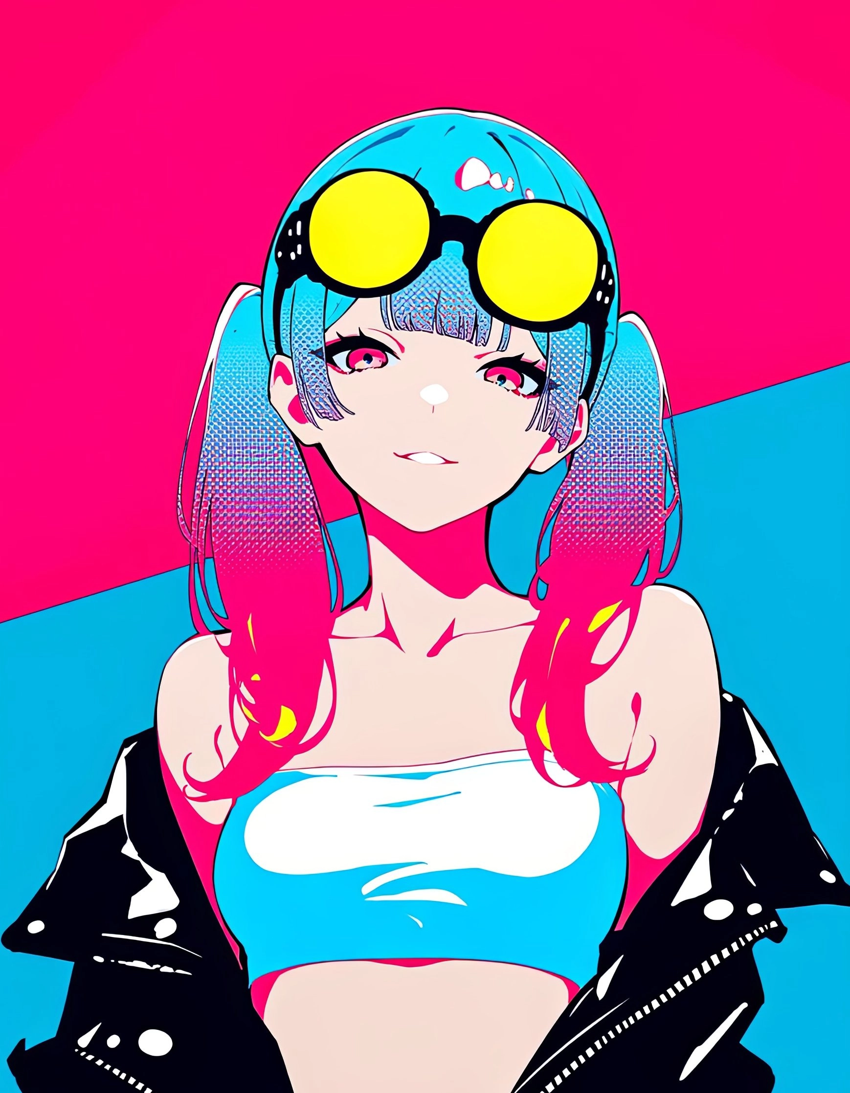 红头发和黄眼镜的女孩。