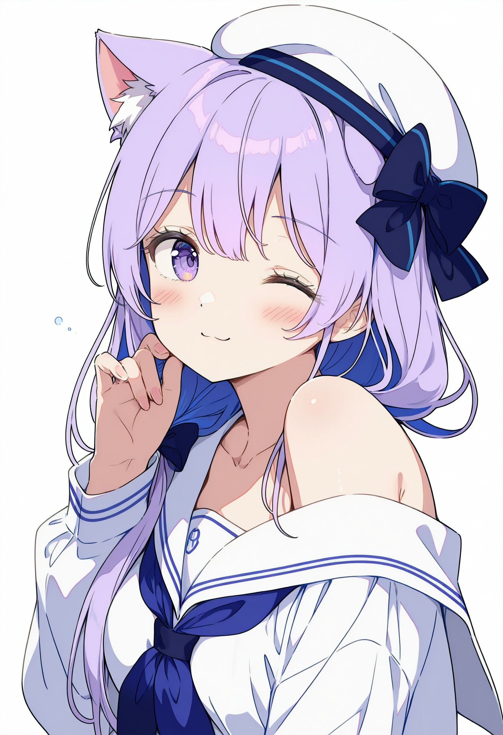 粉红发的女孩和一件白色衬衫。