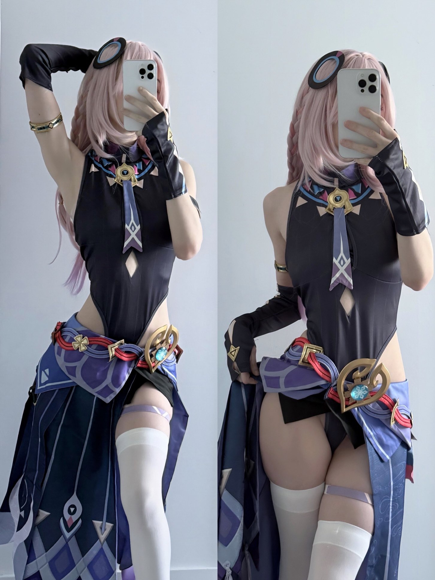 穿着黑色衣服的女人拍了一张自拍。