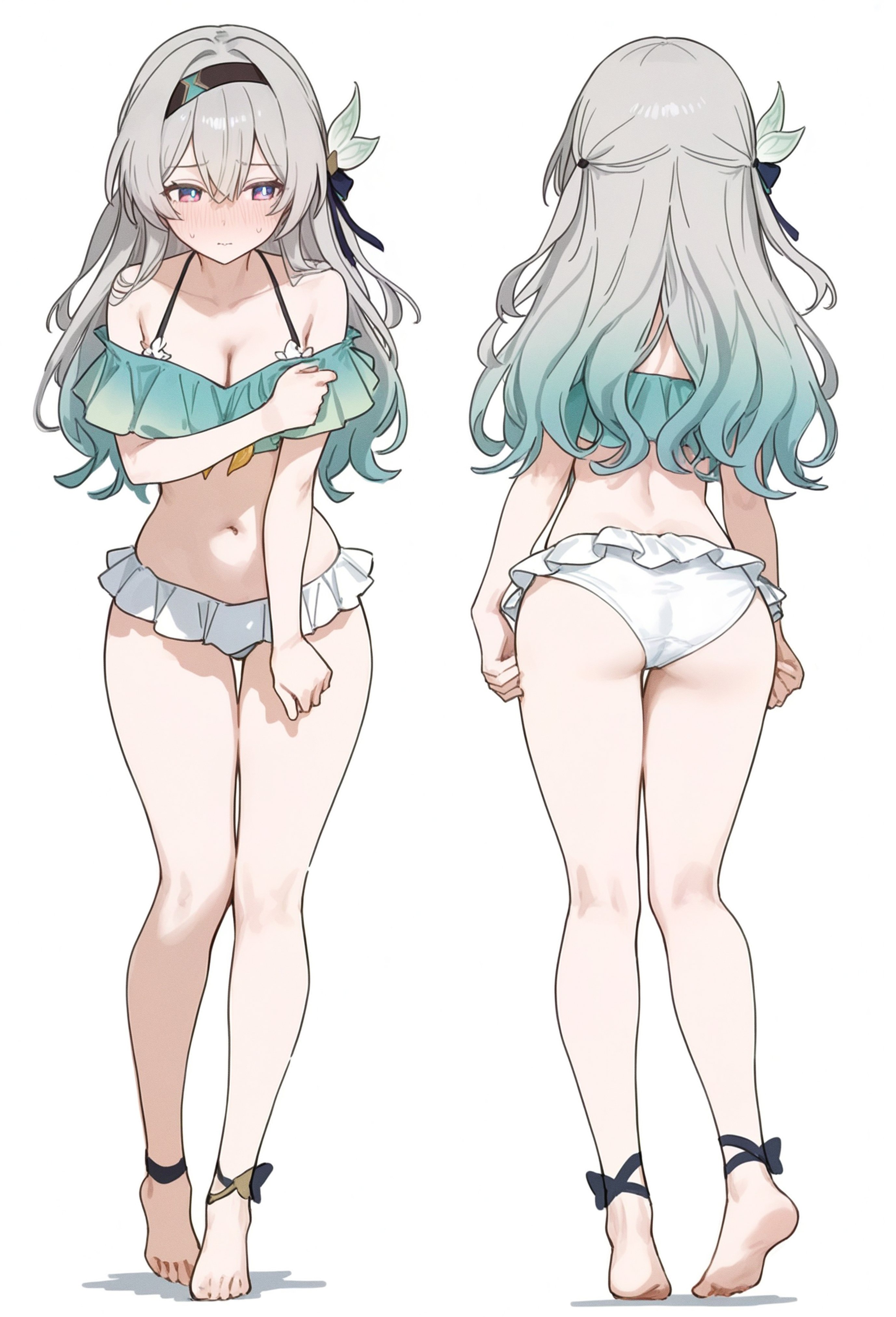 两个女人穿比基尼的照片。