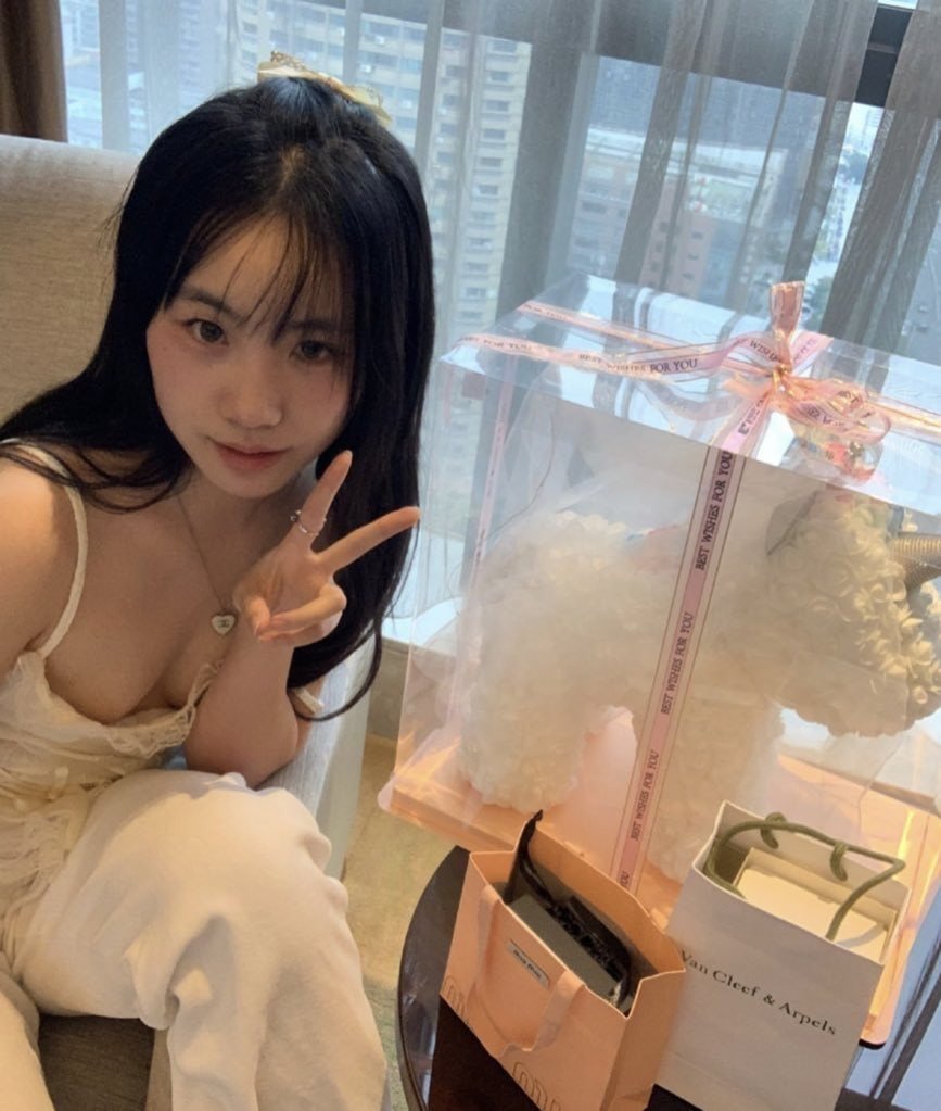 女人用一盒充满了动物的姿态。