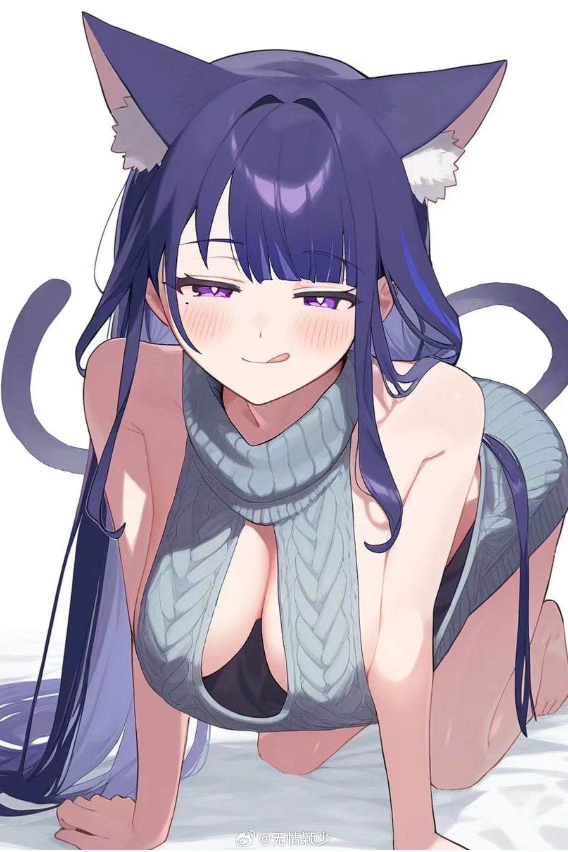 穿着猫毛衣的女人