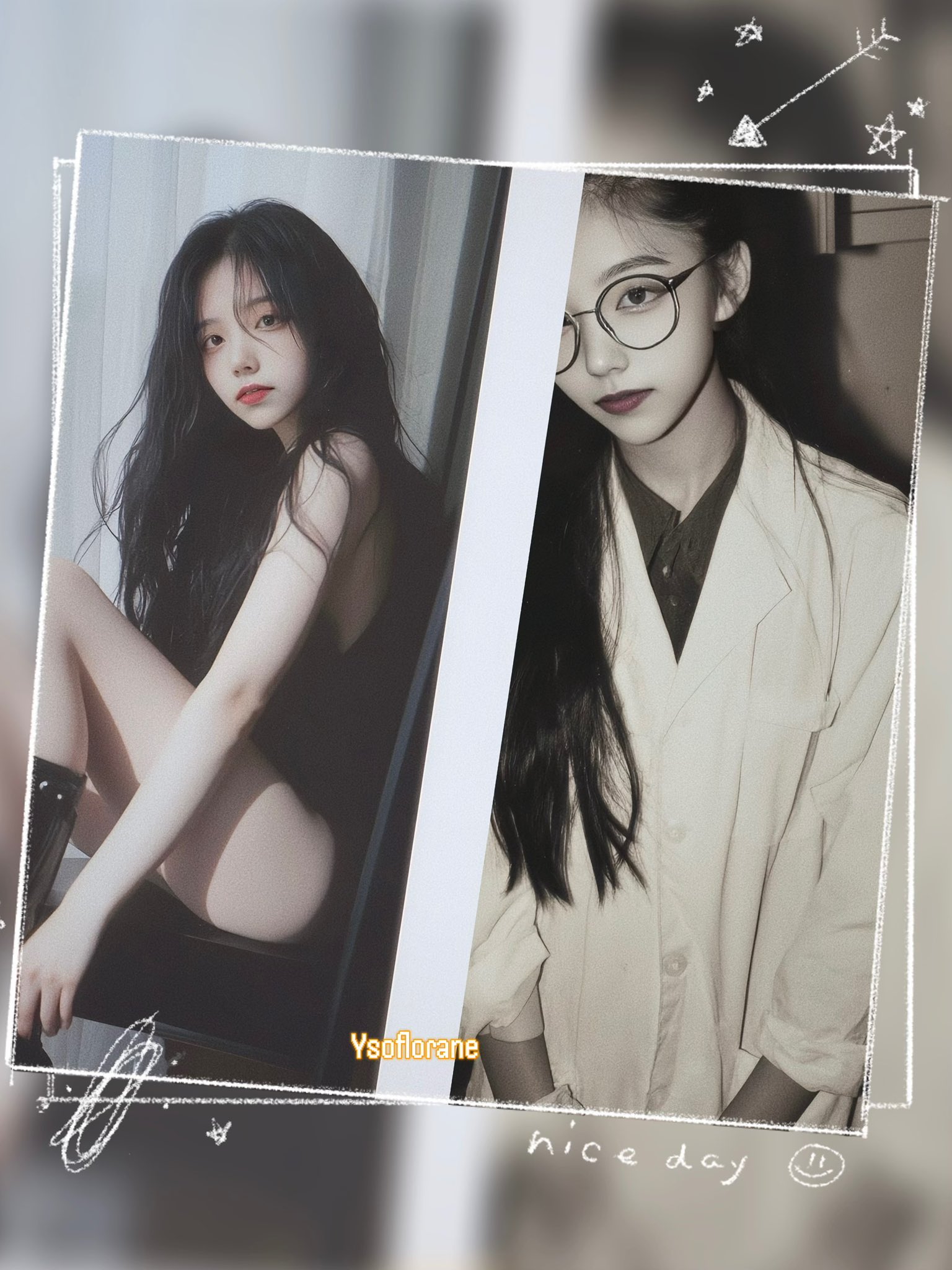 两个女孩,戴着眼镜,另一个戴着黑色衬衫。