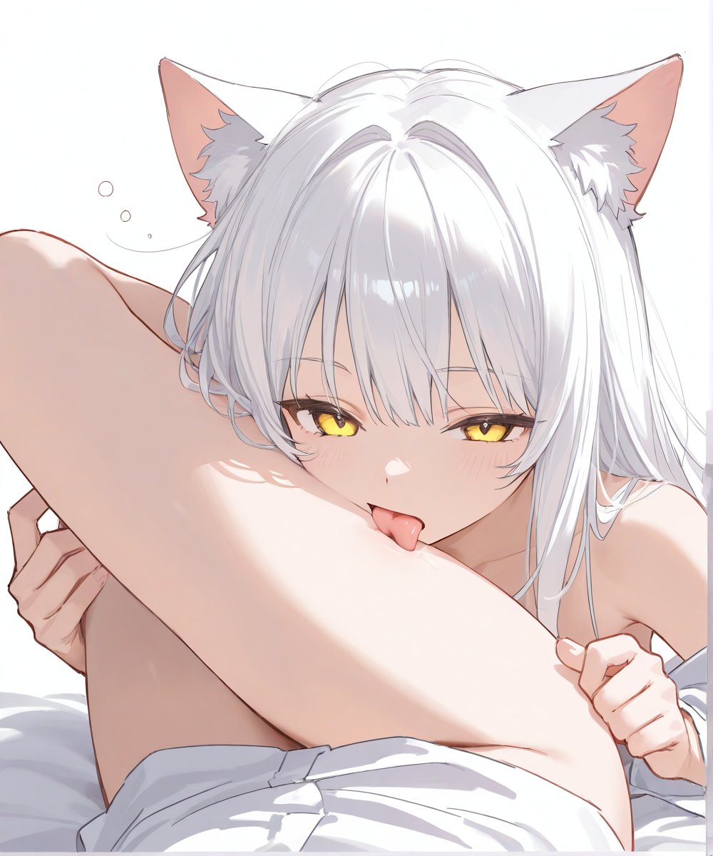 女人舔一个男人的腿。