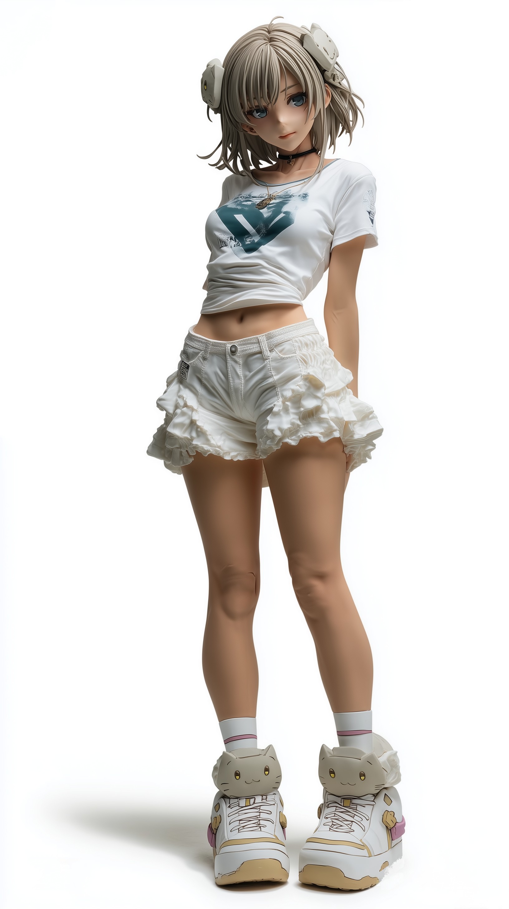 穿着白色衬衫和短裤的女人。