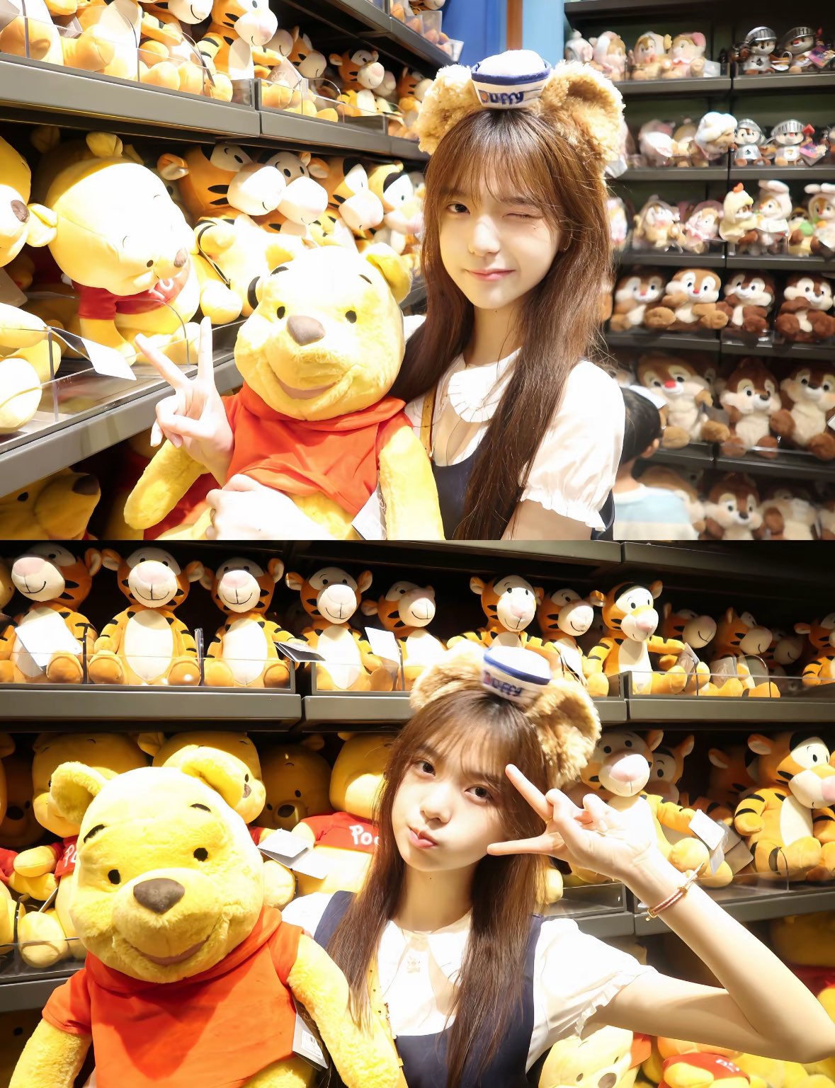 女孩用一只被困的熊的姿态。