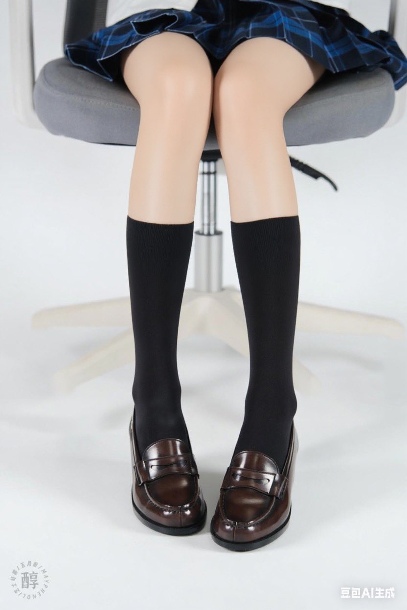 穿着黑色袜子和棕色鞋子的女人。