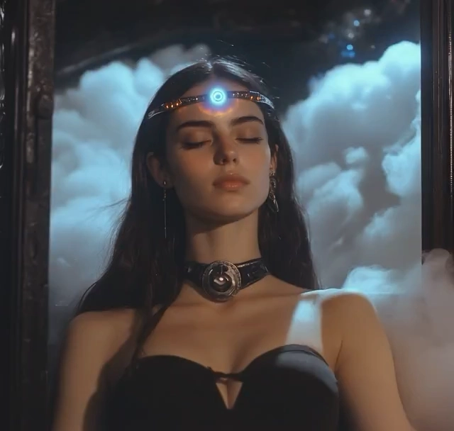 有头和项链的女人。