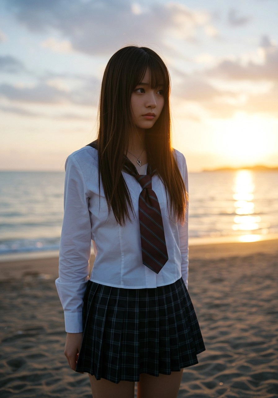 穿着白色衬衫和红色领带的女孩。