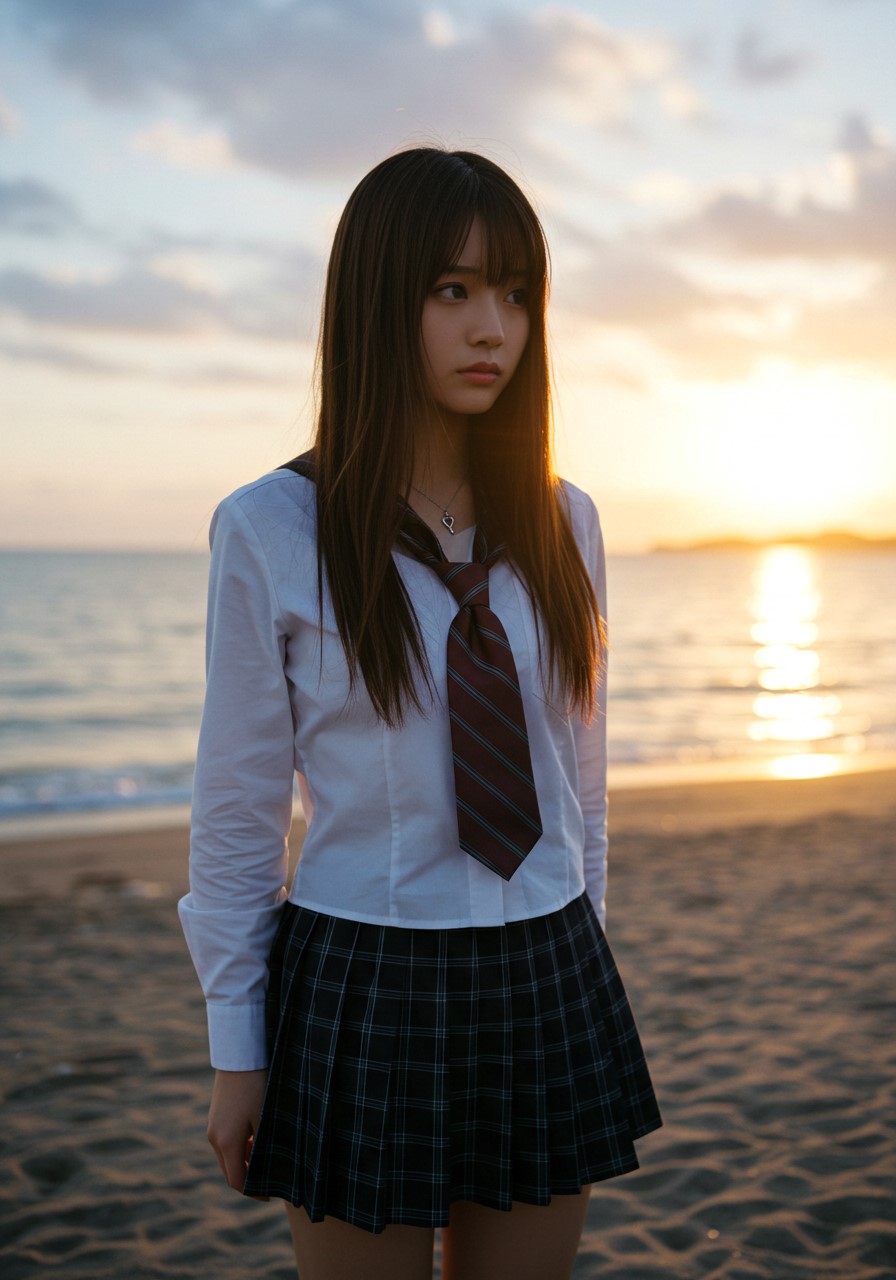 穿着白色衬衫和红色领带的女孩。