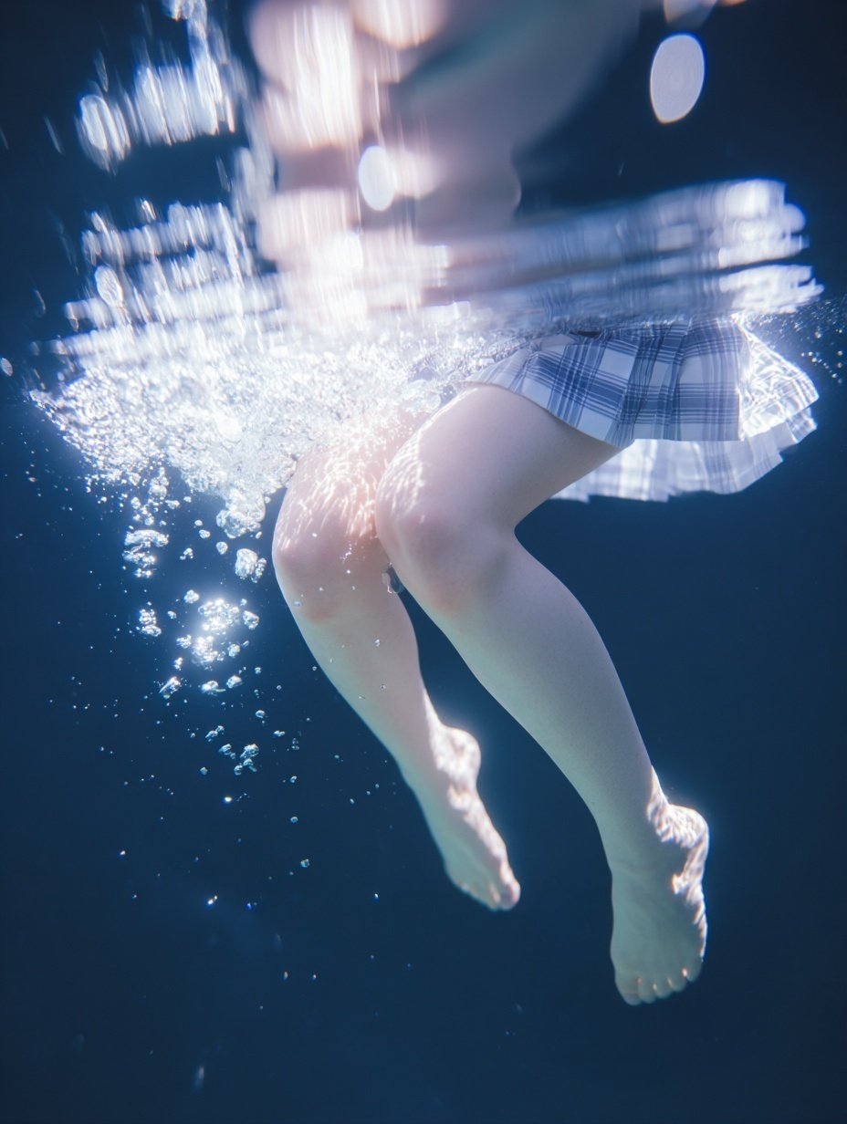 人在水中游泳。