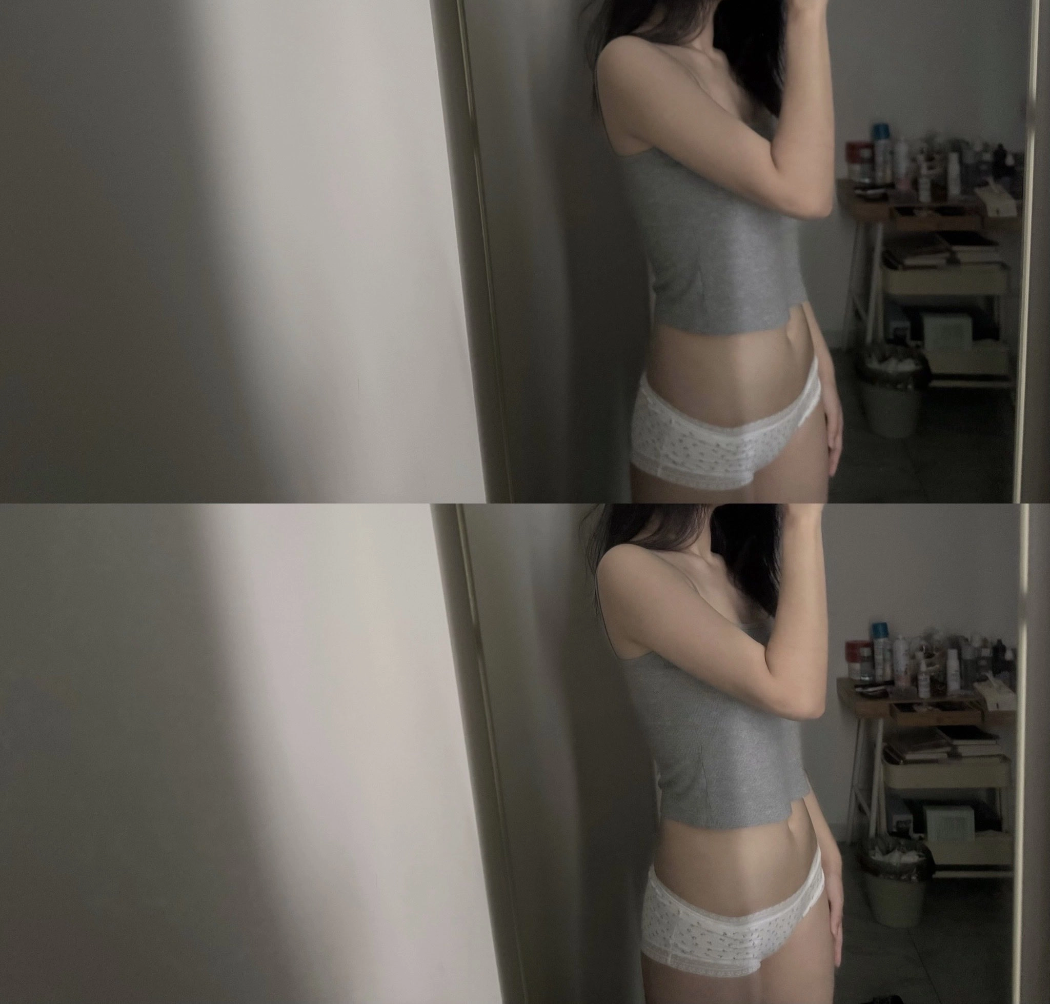 女人在镜子里拍自拍。