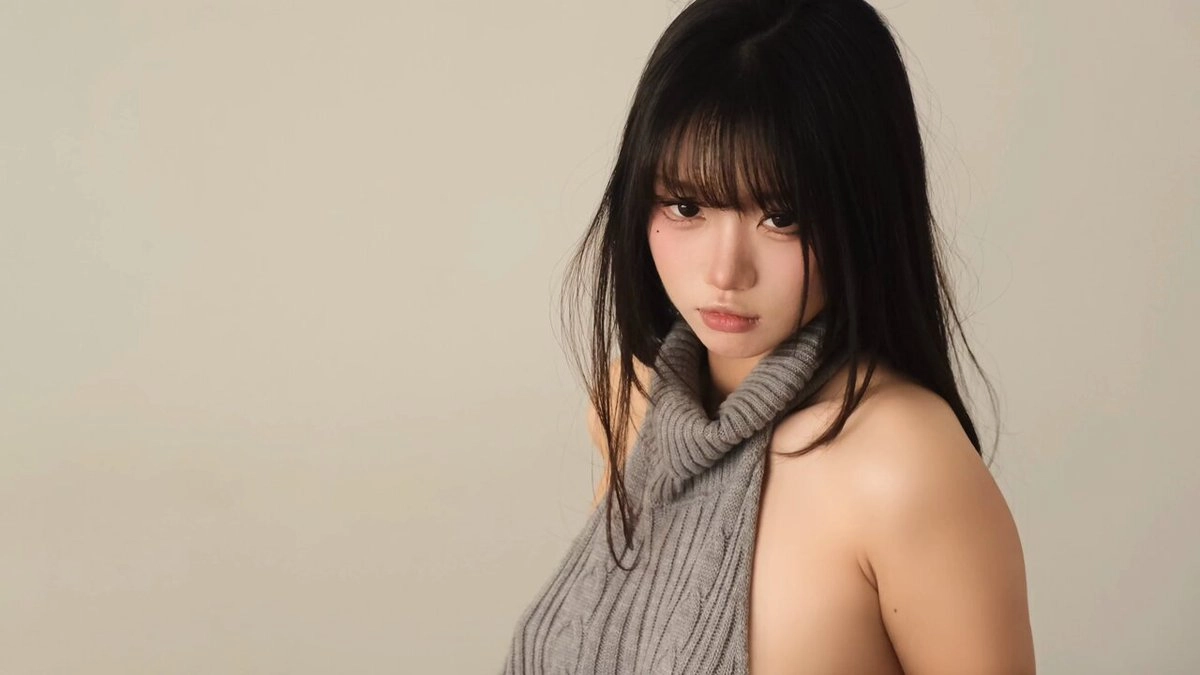 穿着灰色衬衫的女人。