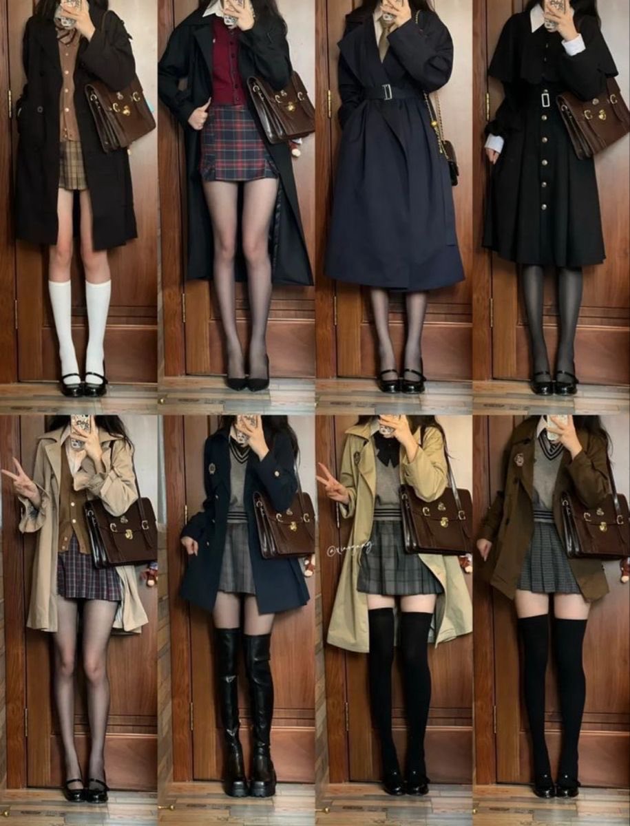 穿着棕色外套和黑色袜子的女人。