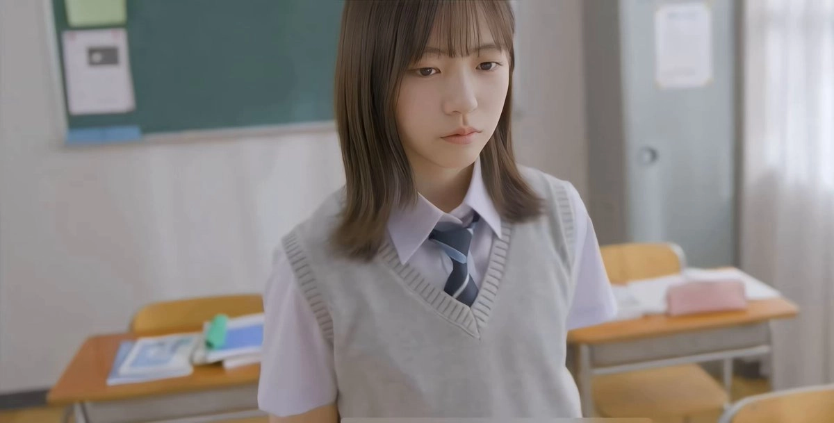 穿着裙子和一件白色衬衫的女孩。