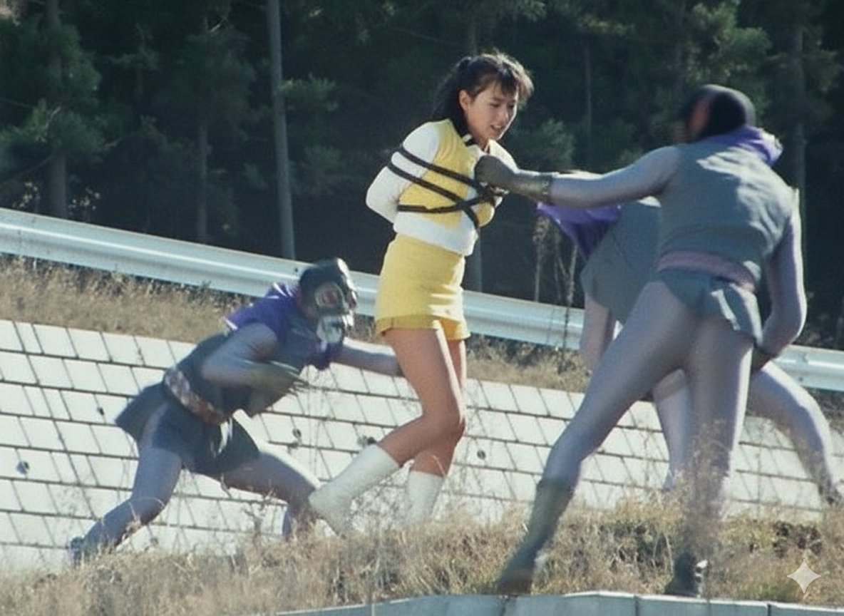 女人被两个男人抓住。