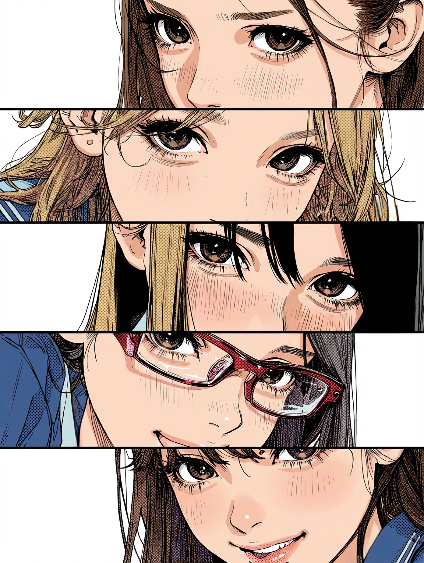 一系列戴眼镜的女人的图画。