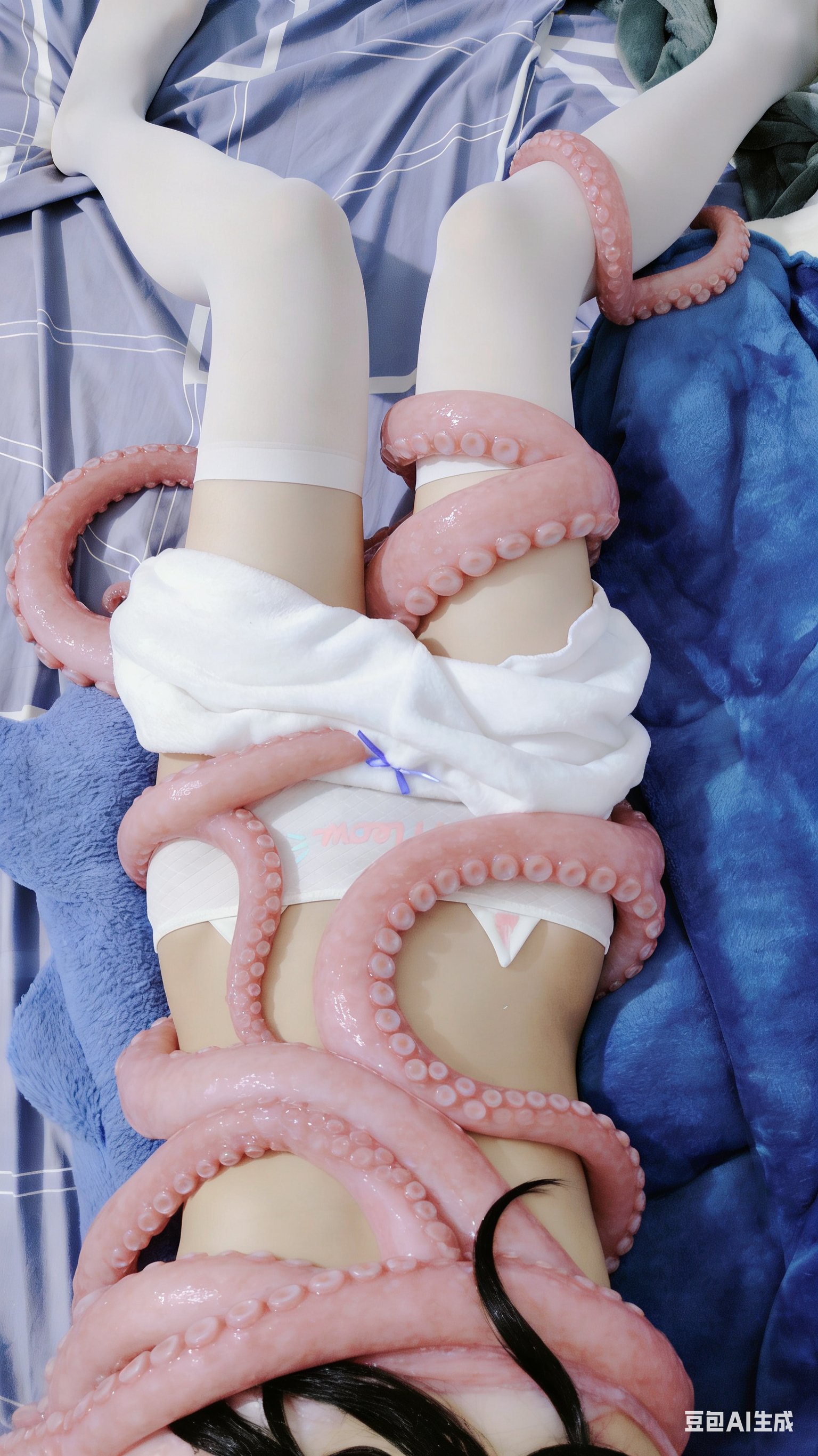 人躺在床上,脚包围在他们的腿上。