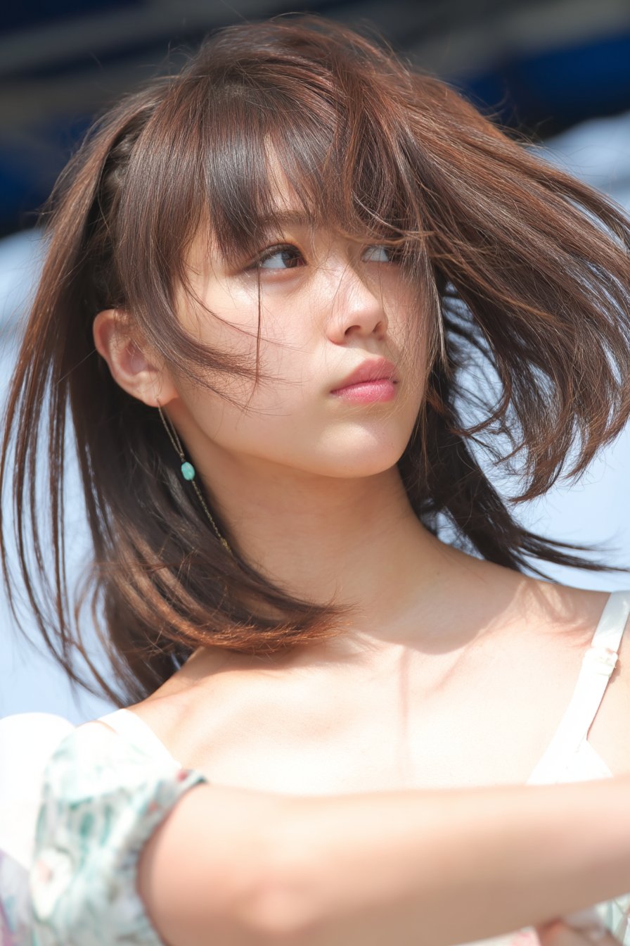 长头发和耳环的女人。