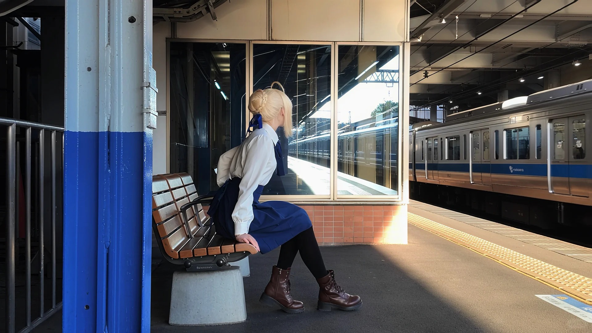 等车姿势像极了准备翘班