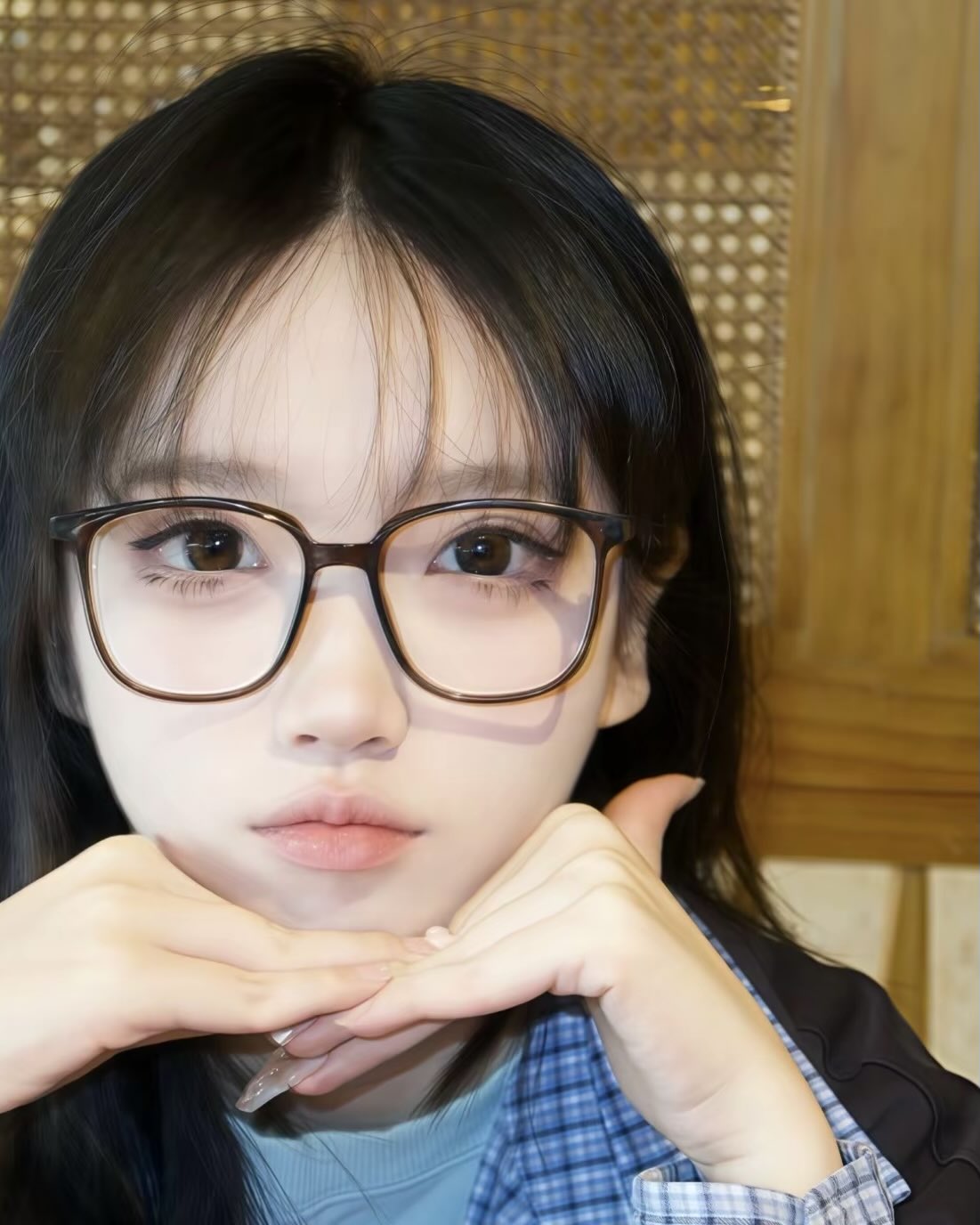 戴眼镜的女孩表情丰富