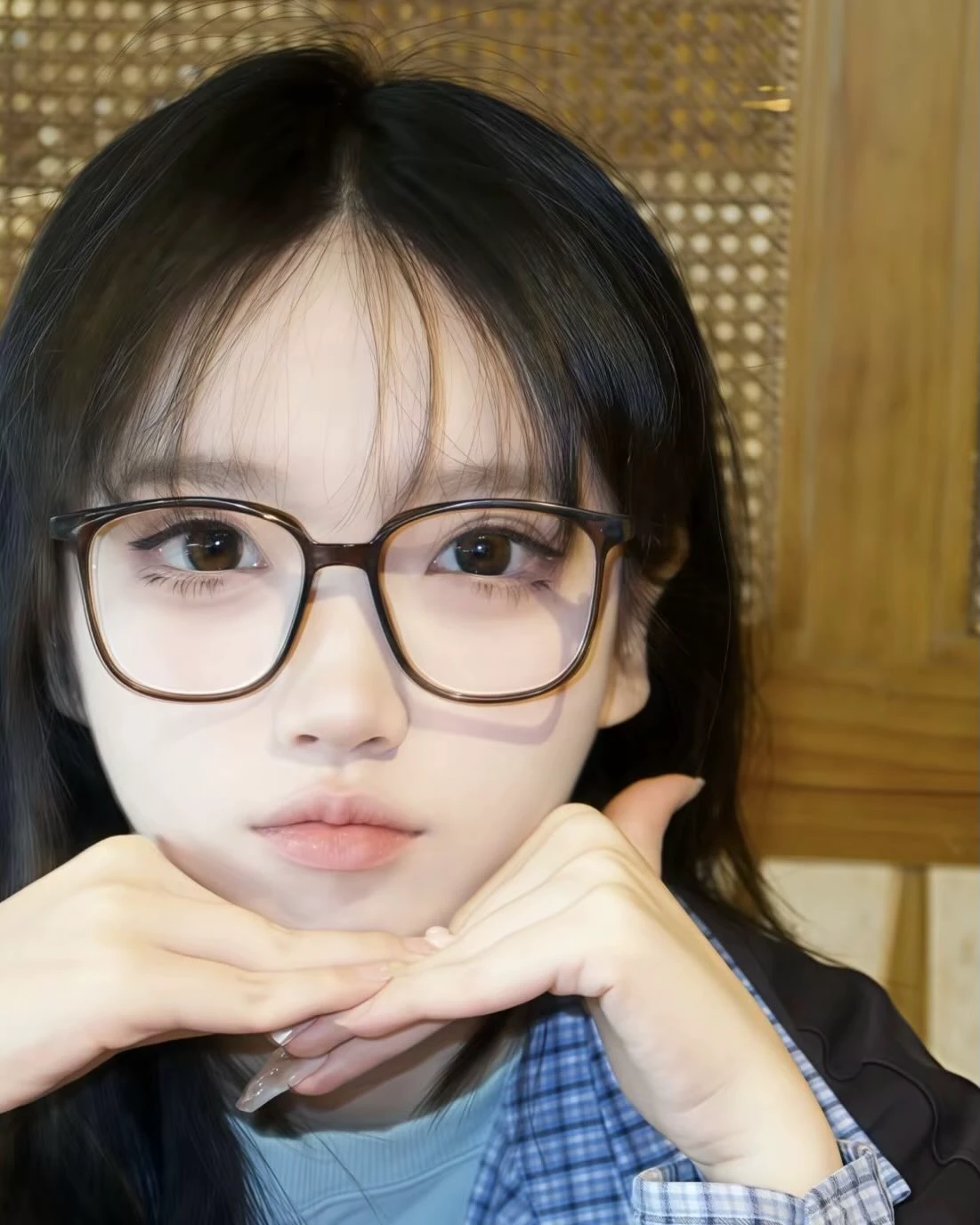 戴眼镜的女孩表情丰富