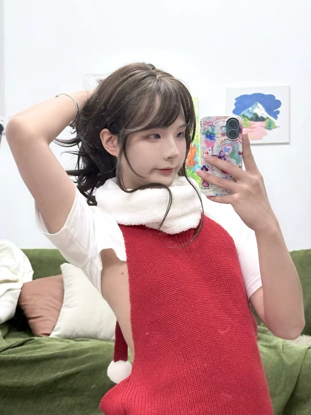 自拍时突然发现没带妆