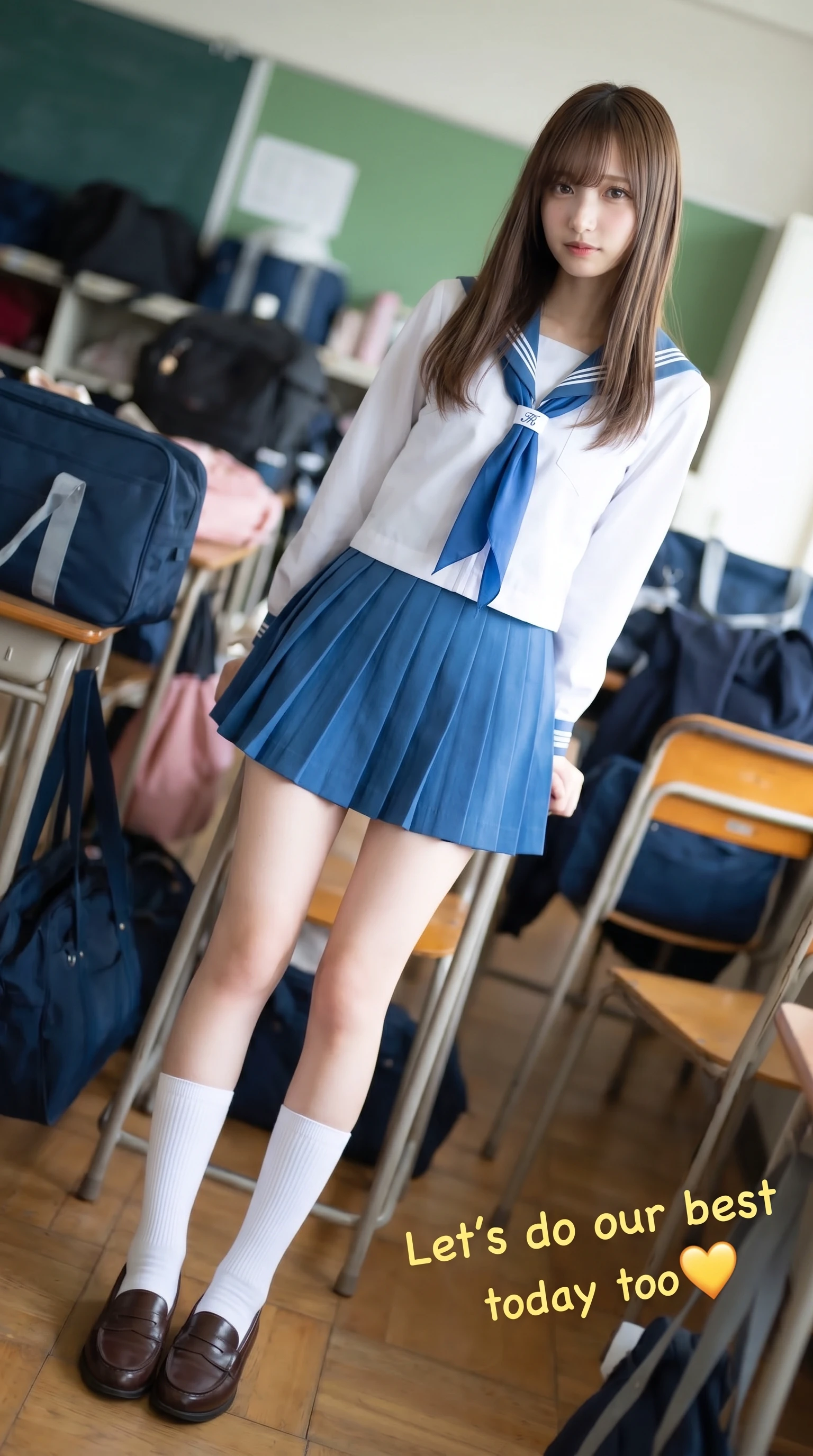 腿长到教室门口去了吧