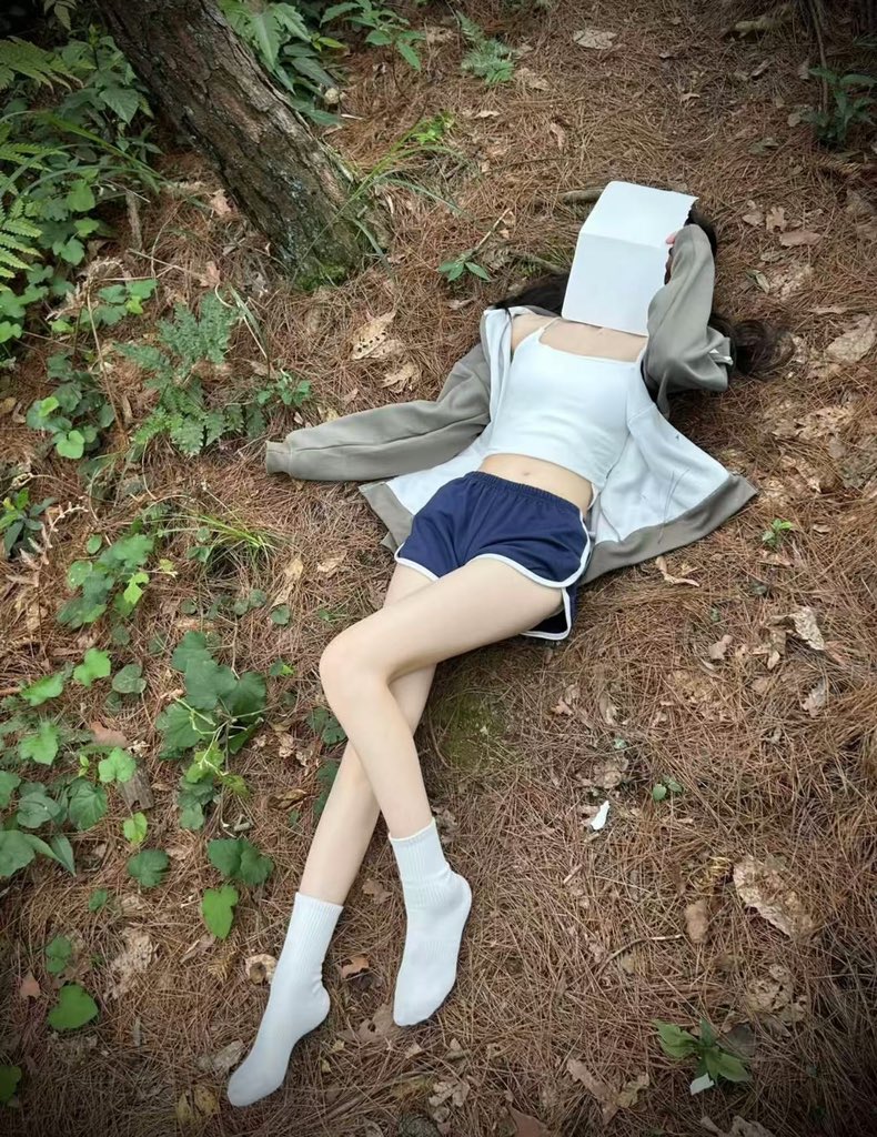 书本挡脸森林漫步