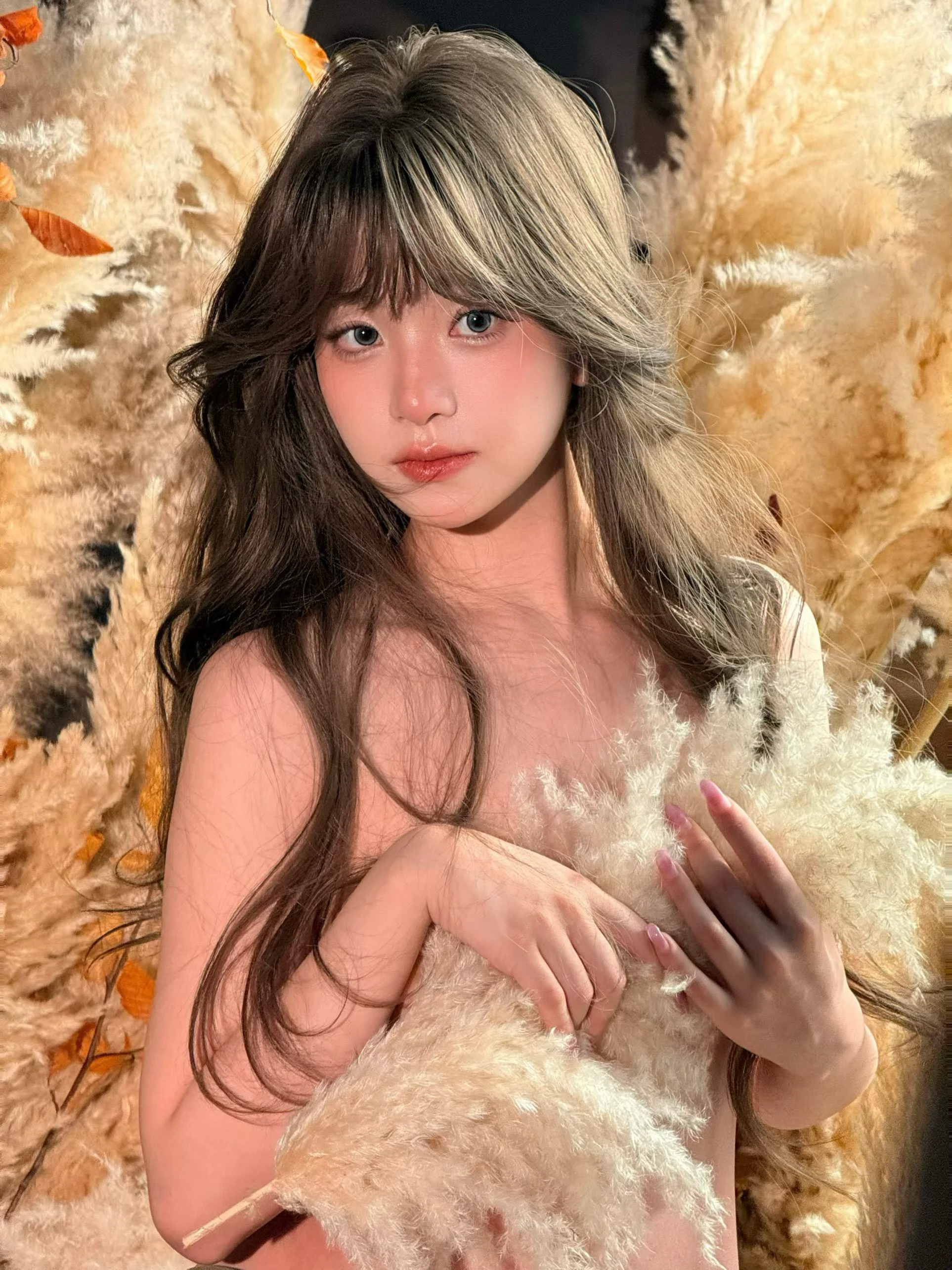 被芦苇花包围的仙女本仙
