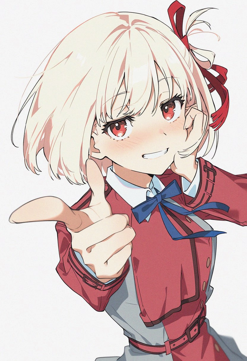 穿着红色夹克和白色衬衫的女人正在展示她的乳房。