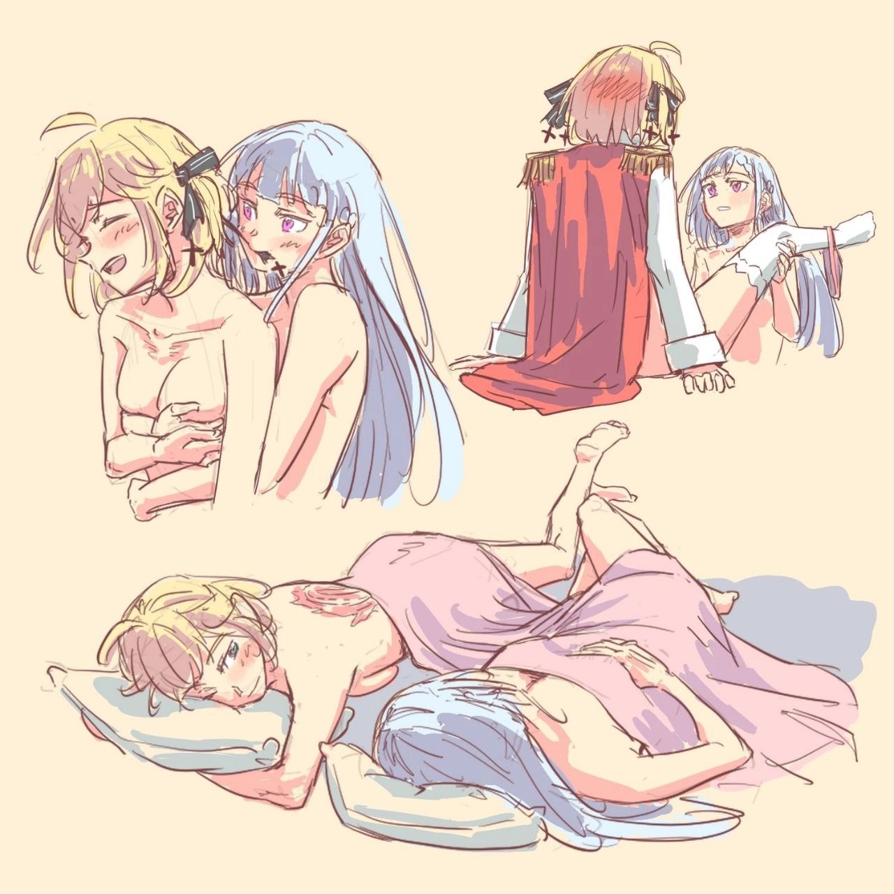 女人和一个女孩亲吻的卡通。