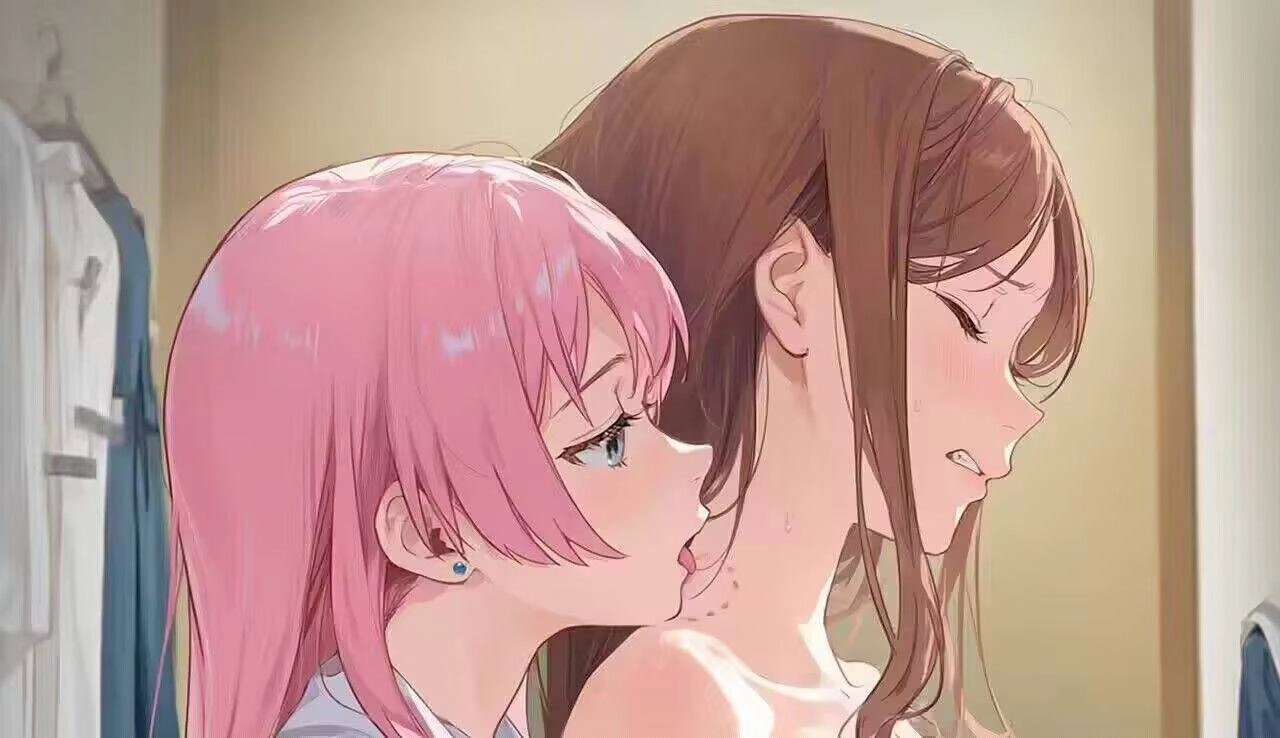 两个女孩接吻。