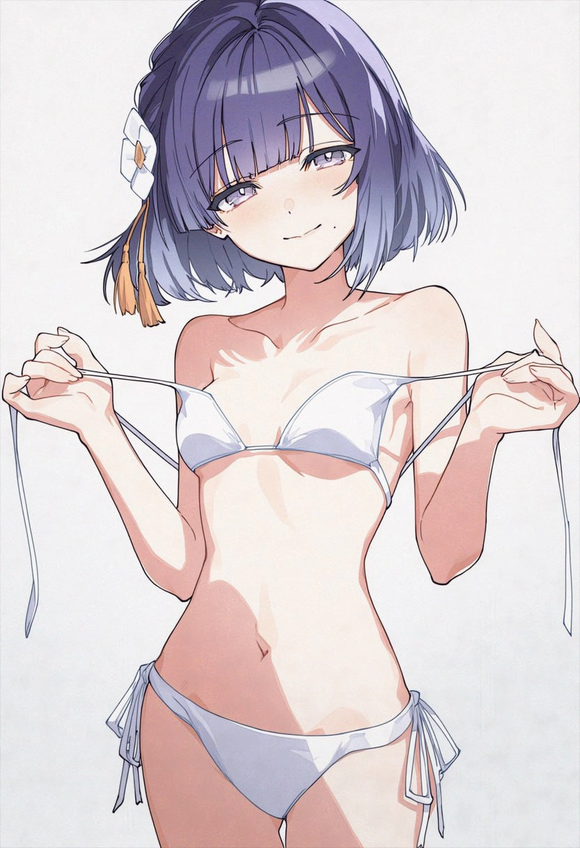 穿着白色比基尼的女人戴着白色带。