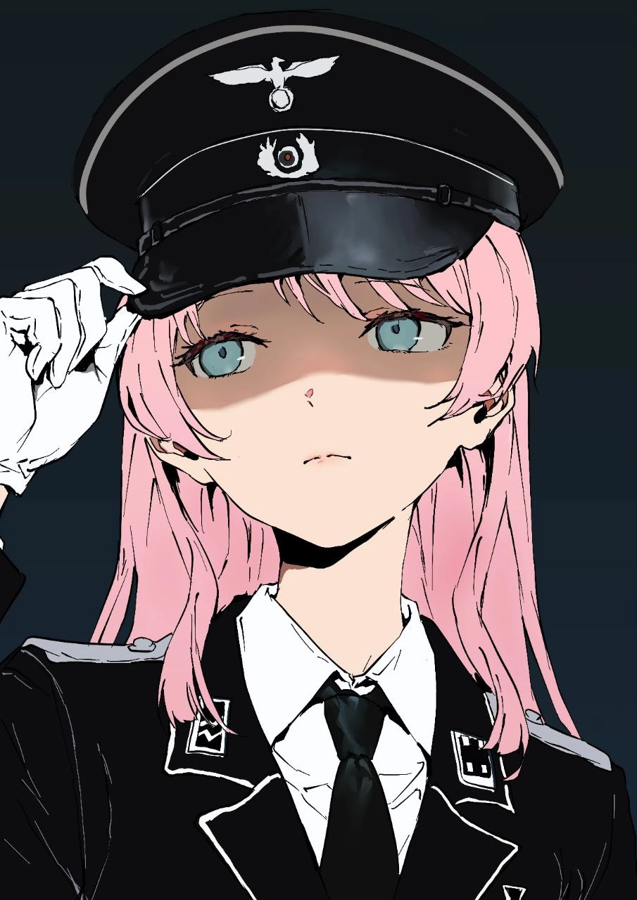 穿着黑帽子和白手套的女孩。