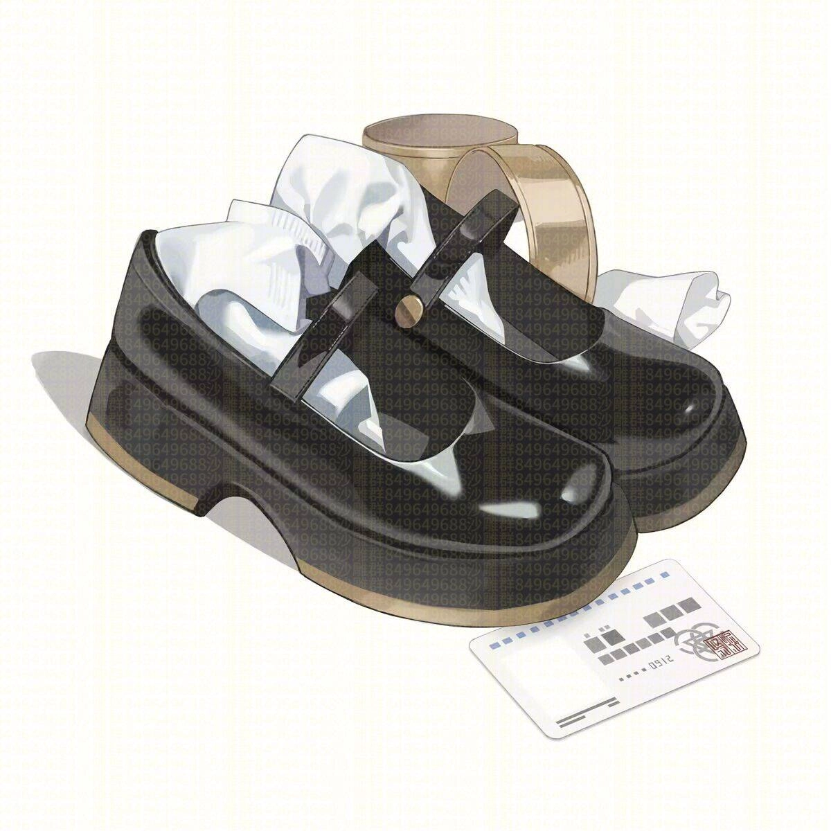 一双蓝色和白色的鞋子,周围有一条黑色带。