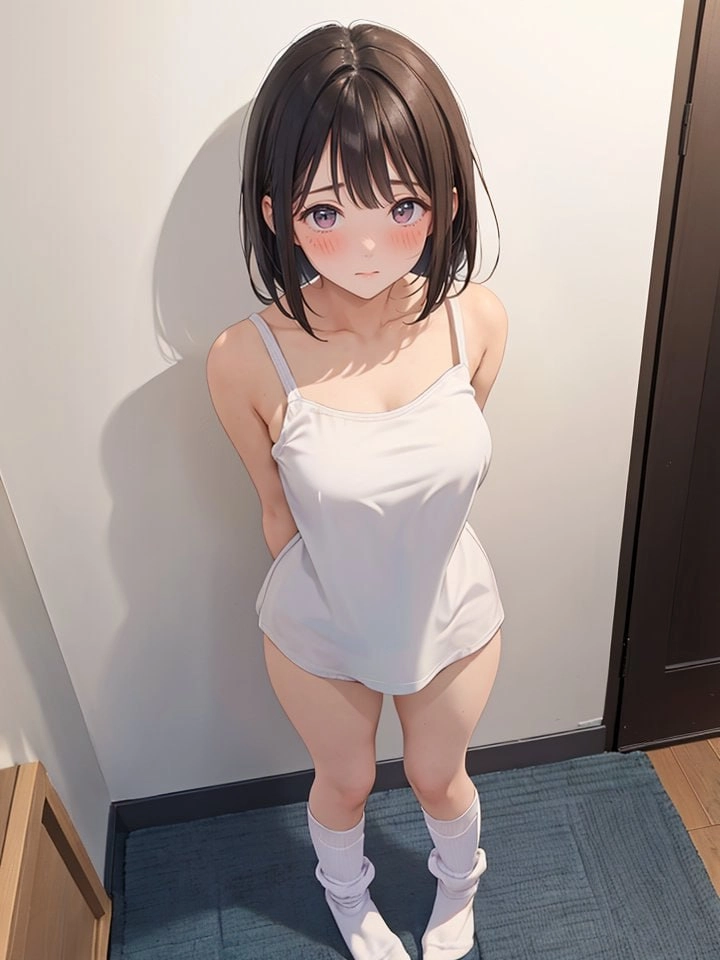 穿着白色衬衫和白袜子的女人。