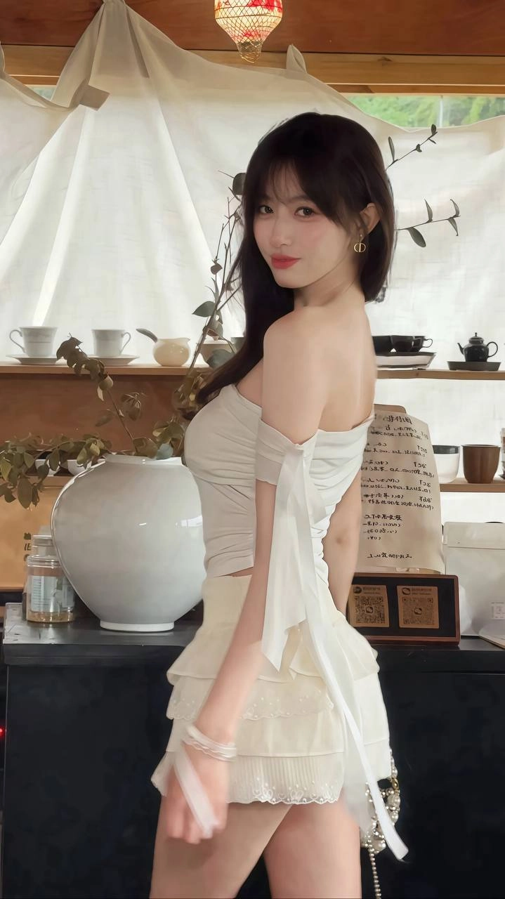 穿着白色衣服的女人坐在椅子上。