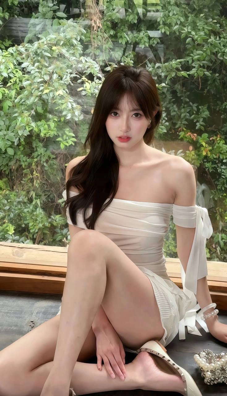 穿着白色衣服的女人坐在椅子上。