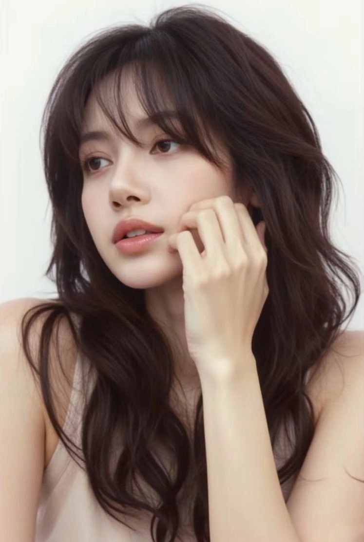 长头发的女人和一只马尾巴。