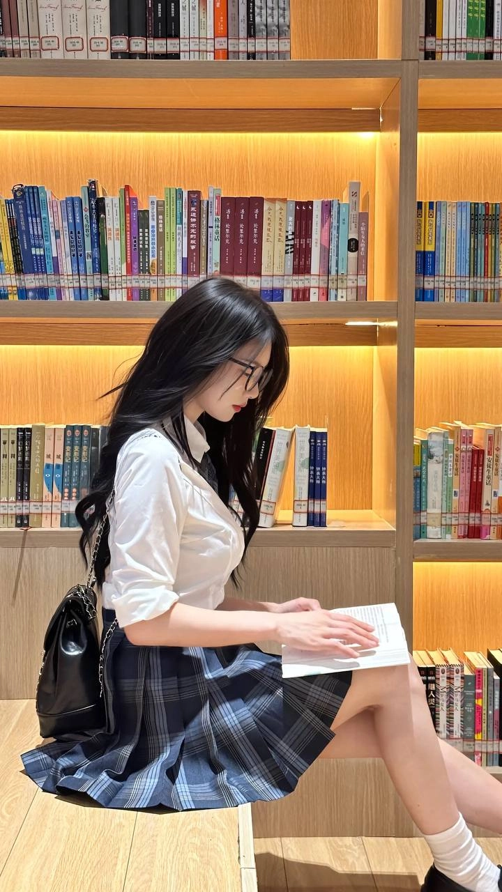 穿白衬衫的女人在读一本书。