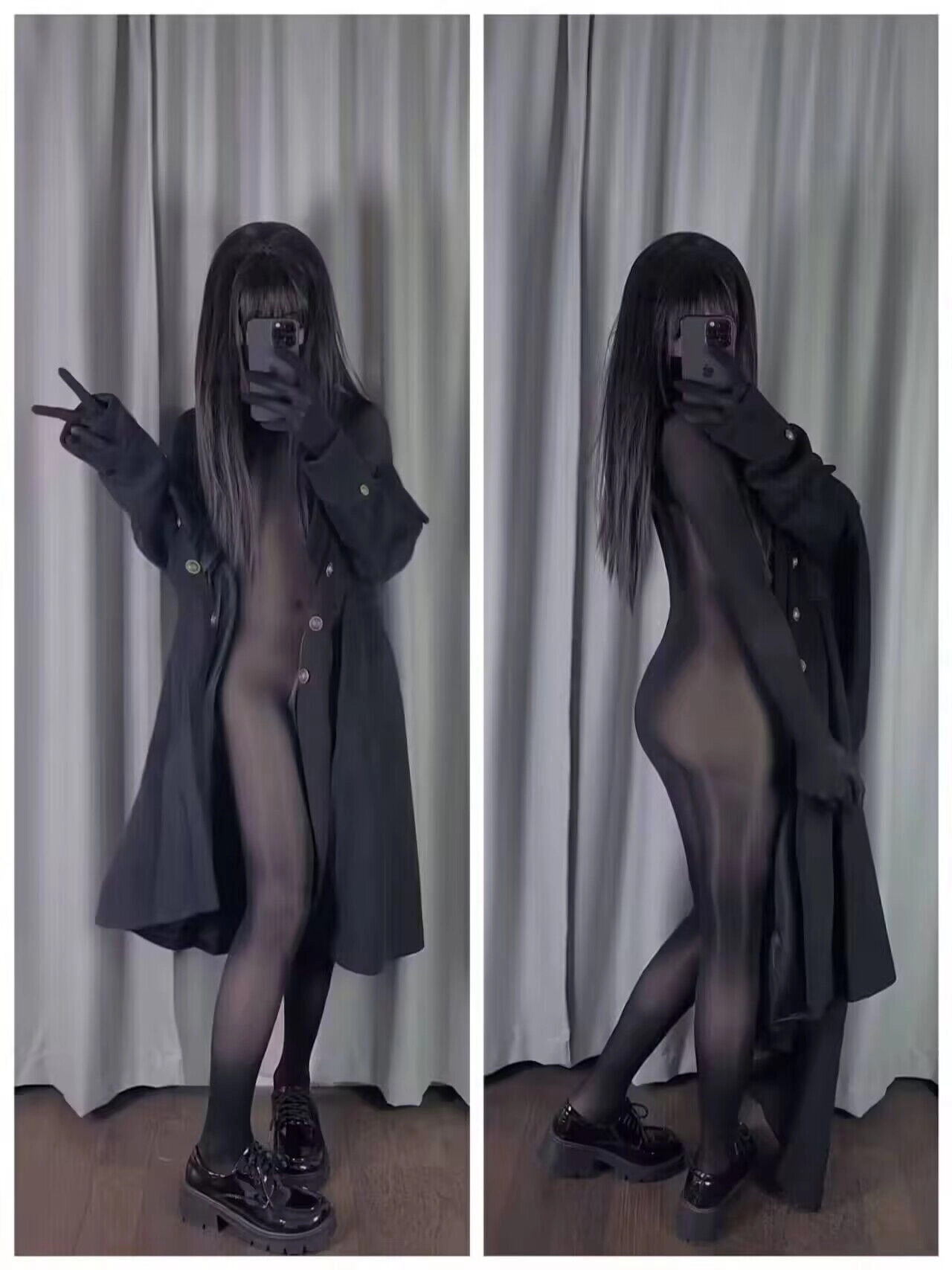 女人在镜子里拍自拍。