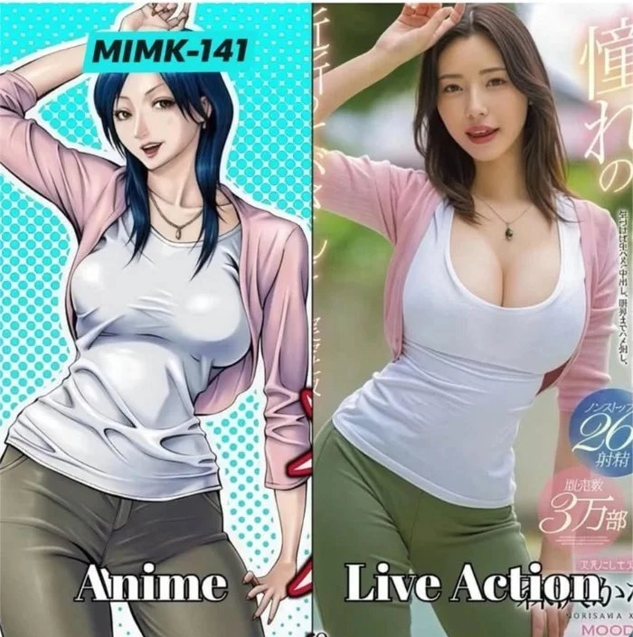 两个动漫角色,穿着粉红色的衬衫,另一个穿着白色的衬衫,为一张照片。